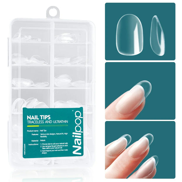 Nailpop Medium Short Shape Almond/Square/Soft Gel Nail Tips