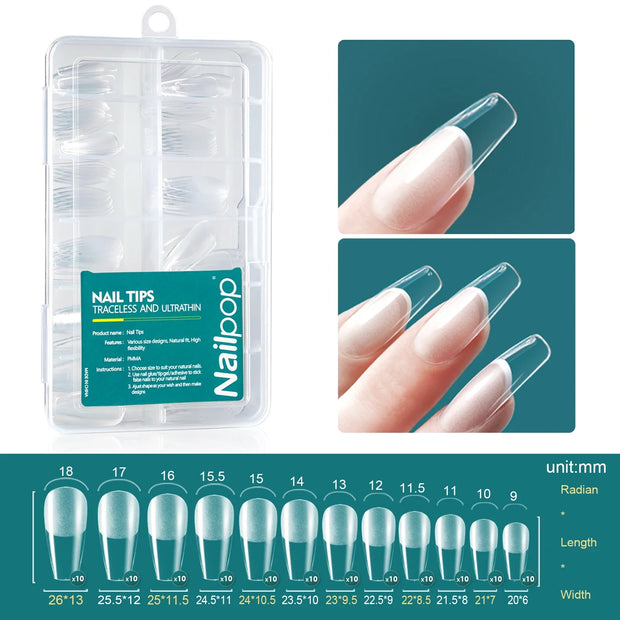 Nailpop Medium Short Shape Almond/Square/Soft Gel Nail Tips