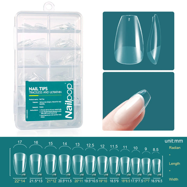 Nailpop Medium Short Shape Almond/Square/Soft Gel Nail Tips