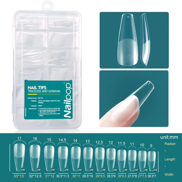 Nailpop Medium Short Shape Almond/Square/Soft Gel Nail Tips