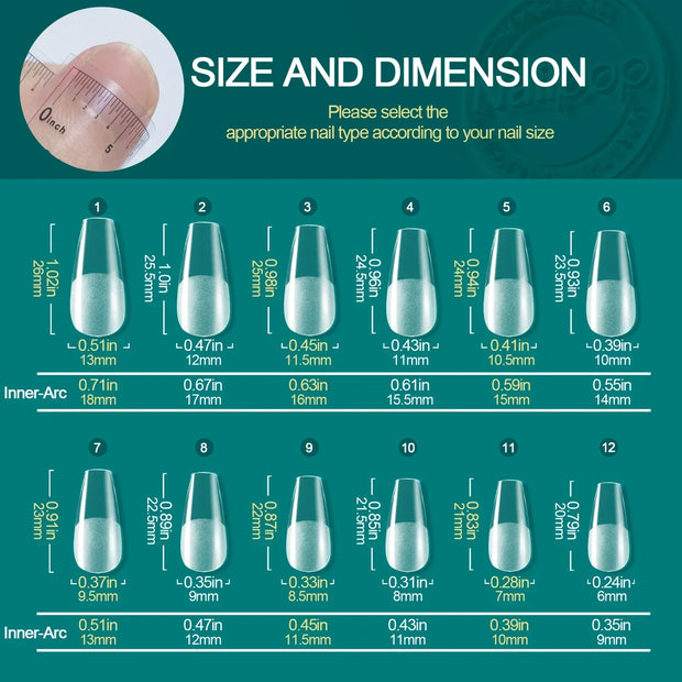 Nailpop Medium Short Shape Almond/Square/Soft Gel Nail Tips